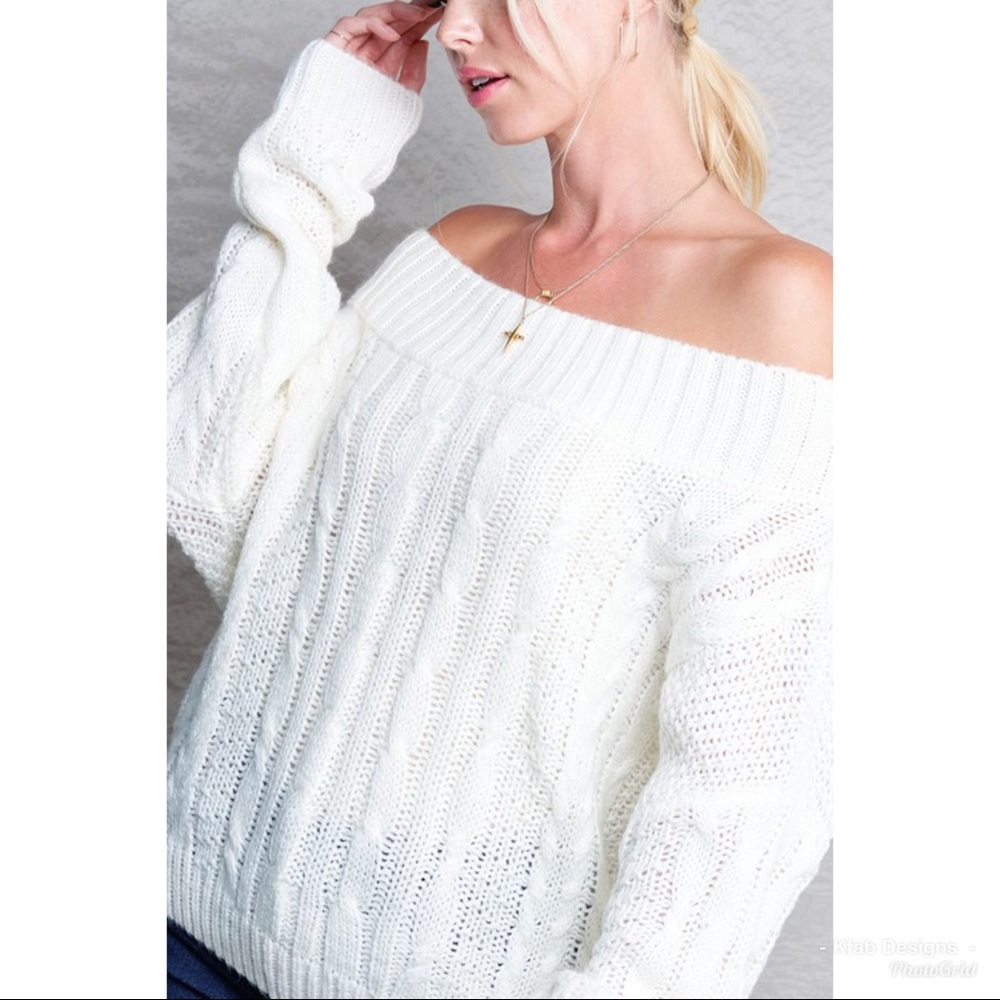 ā¤ļøLAST! Off Shoulder Slouchy Cable Knit Sweater! - Picture 5 of 5